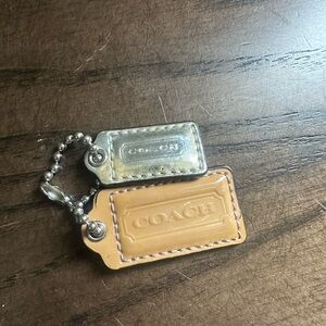 Coach Silver & Beige Leather Hangtag Set